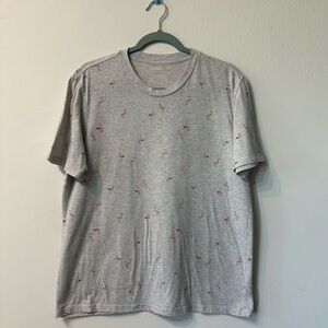 Old Navy Women’s Gray Cotton Flamingo Graphic Print Crew Neck T-Shirt Size M